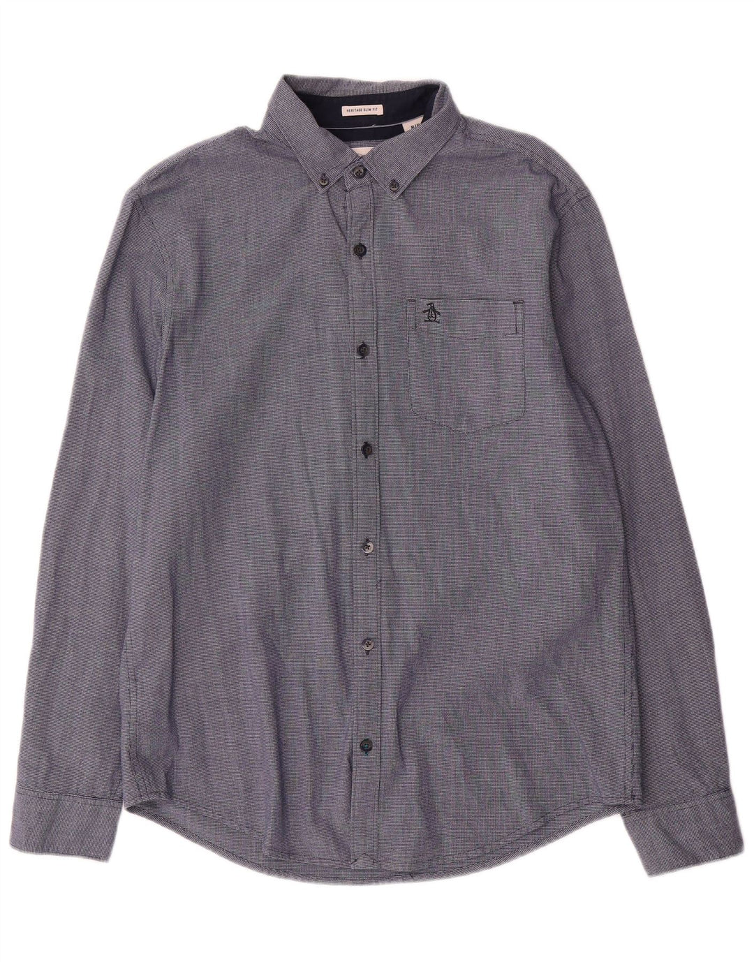 Camisa masculina Penguin Heritage Slim Fit de algodão azul médio
