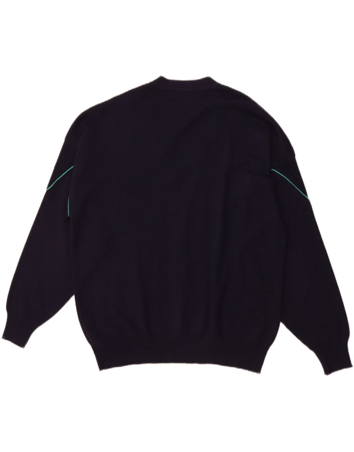 Suéter cardigã masculino IL GRANCHIO grande lã azul marinho