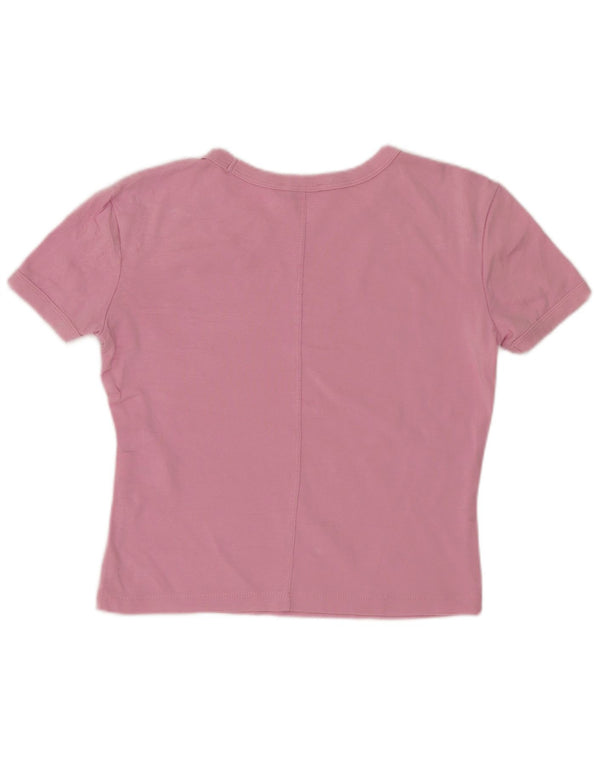 Zara Camiseta Feminina Crop Top UK 10 Pequeno Algodão Rosa