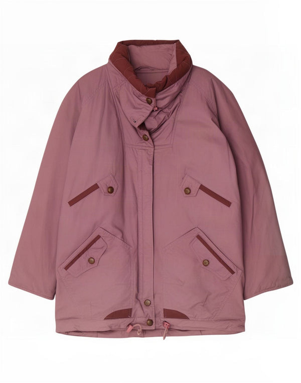 Casaco acolchoado feminino vintage UK 20 2XL algodão roxo