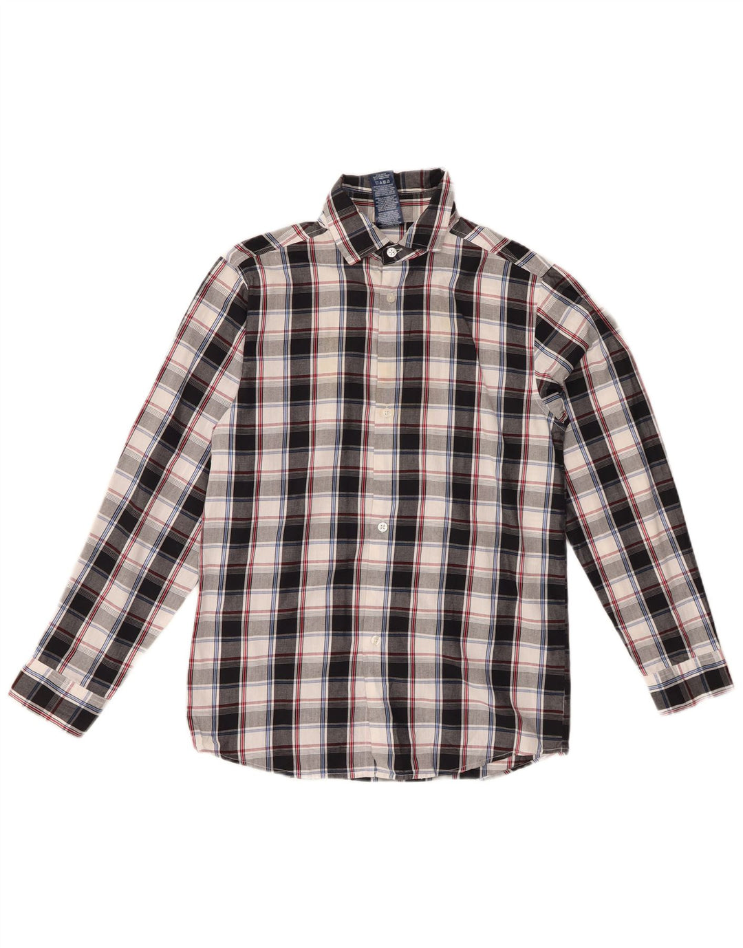 Camisa de flanela masculina IZOD 14-15 anos grande algodão xadrez preto