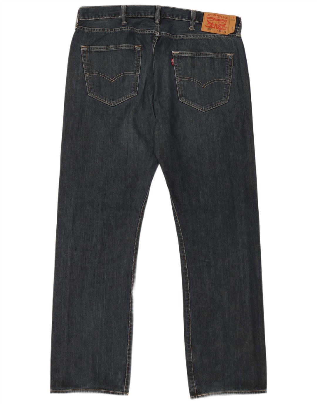 LEVI'S Masculino 501 Straight Jeans W38 L34 Azul Algodão