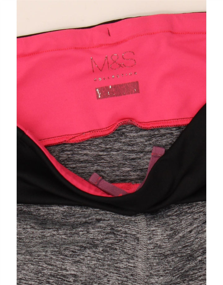 Leggings capri femininos MARKS & SPENCER Reino Unido 10 bloco colorido cinza pequeno