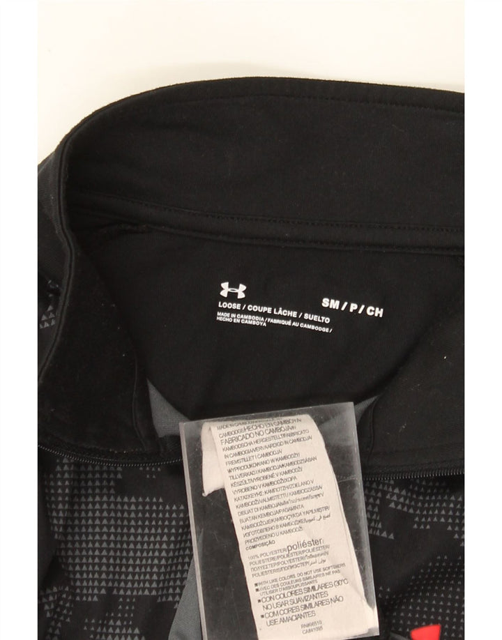 Under Armour Mens Zip Neck Pulôver Treino Top Pequeno Camuflagem Preta