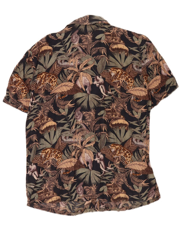 Camisa masculina de manga curta Pull & Bear grande viscose floral multicolorida