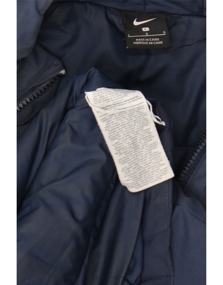 Jaqueta acolchoada com capuz masculina Nike UK 40 grande poliéster azul marinho