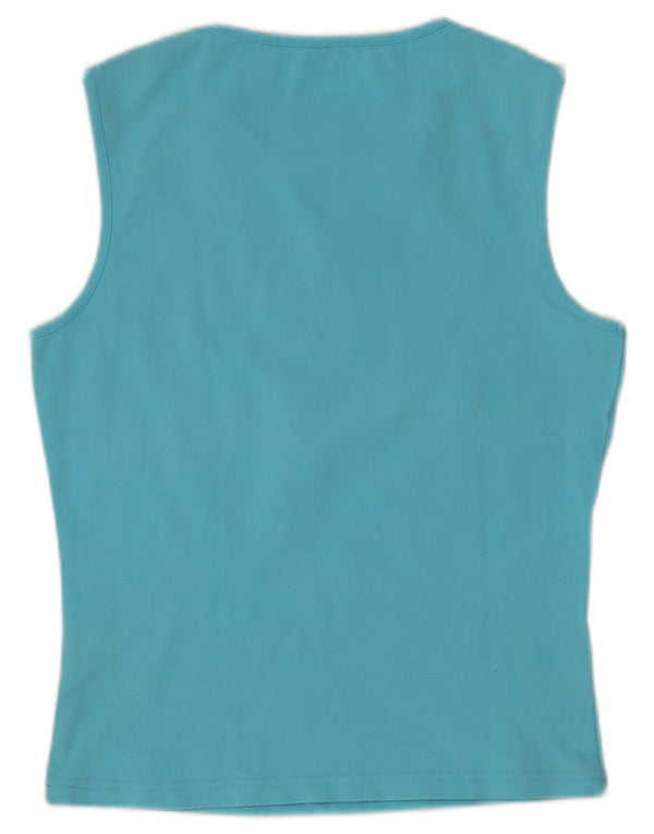 Reebok Womens Crop Graphic Vest Top UK 16 Grande Algodão Azul