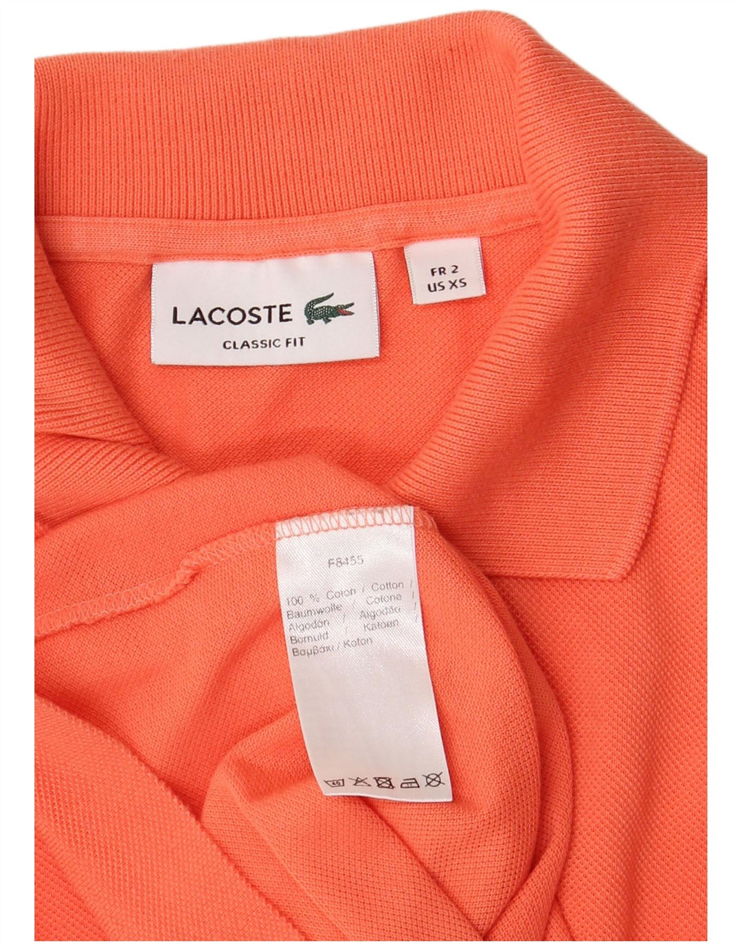 Camisa polo masculina LACOSTE Classic Fit tamanho 2 XS laranja