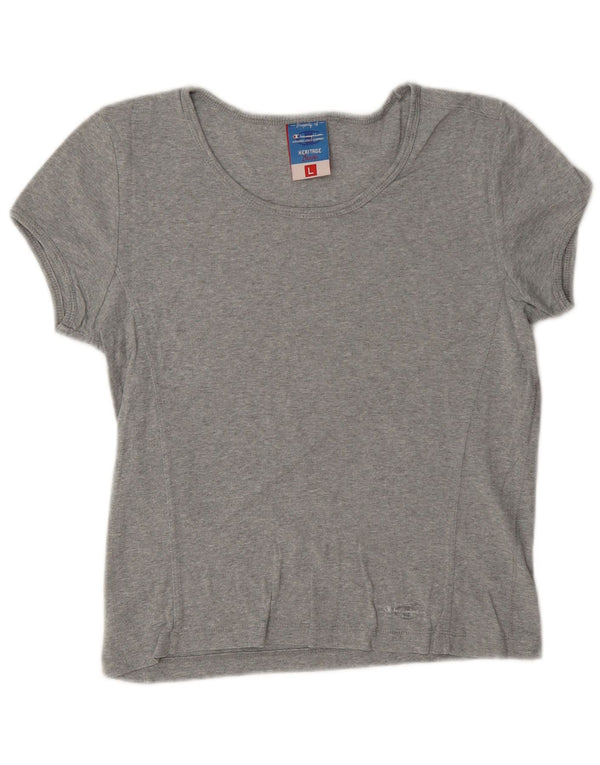 Camiseta Champion Girls Heritage Classics 11-12 Anos Grande Cinza