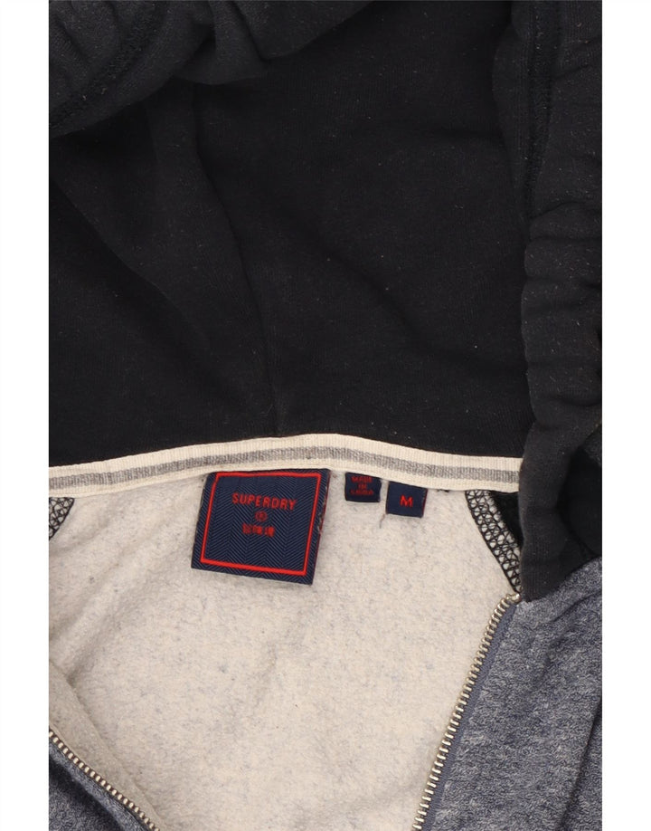 Suéter masculino Superdry com capuz e zíper cinza médio algodão colorblock