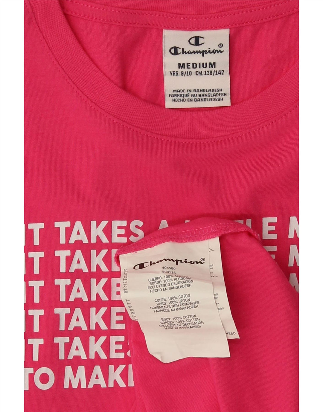 Vestido básico gráfico feminino Champion 9-10 anos algodão rosa médio