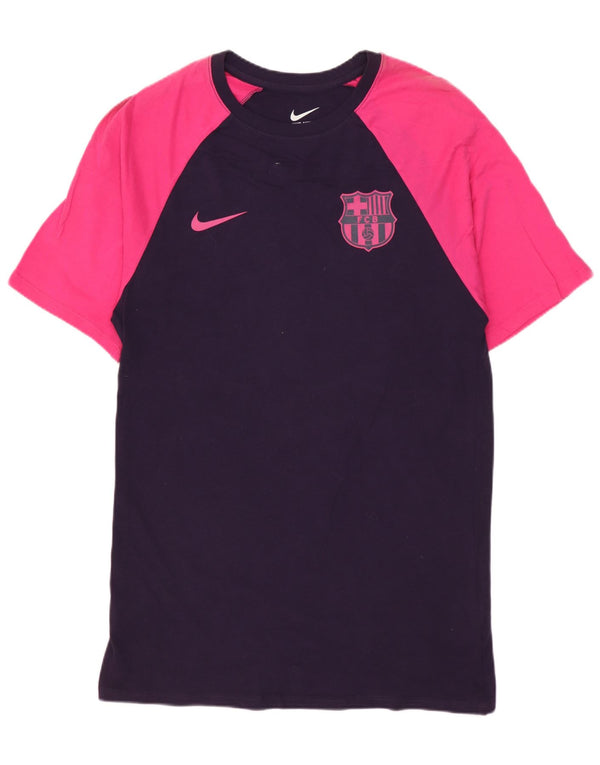 Camiseta Masculina NIKE Barcelona Pequeno Azul Marinho Colorblock Algodão