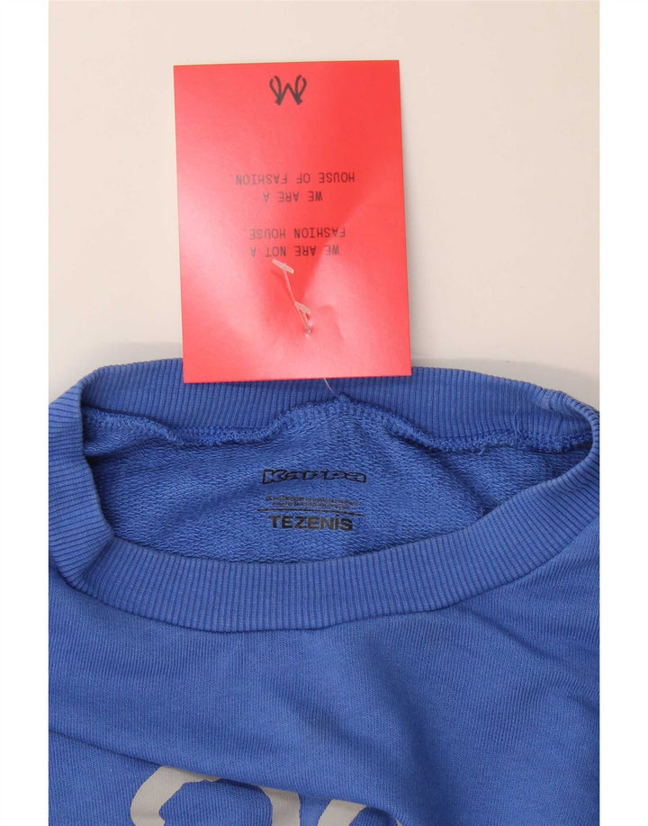 Kappa feminino gráfico oversized moletom jumper UK 12 médio azul
