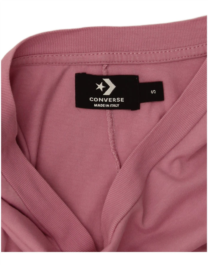 Camiseta feminina Converse Oversized Top UK 10 pequeno algodão rosa