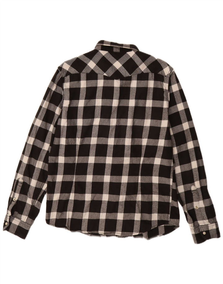 Camisa masculina de flanela slim fit LEE, algodão xadrez preto médio