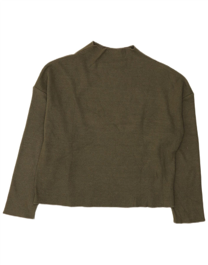 Zara Suéter feminino oversized com gola de tartaruga Reino Unido 10 pequeno cáqui