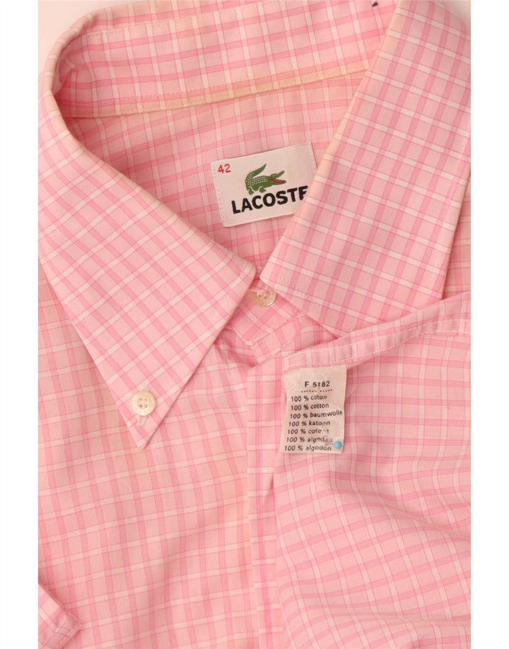 Camisa masculina de manga curta Lacoste tamanho 42 grande algodão guingão rosa