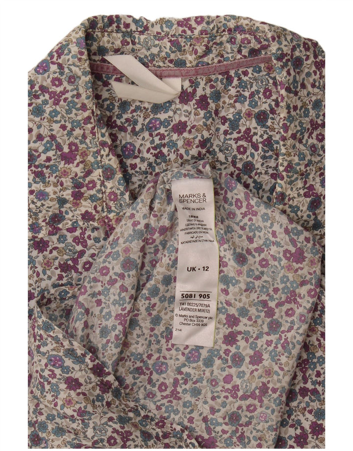 Camisa feminina Marks & Spencer Reino Unido 12 algodão floral multicolorido médio