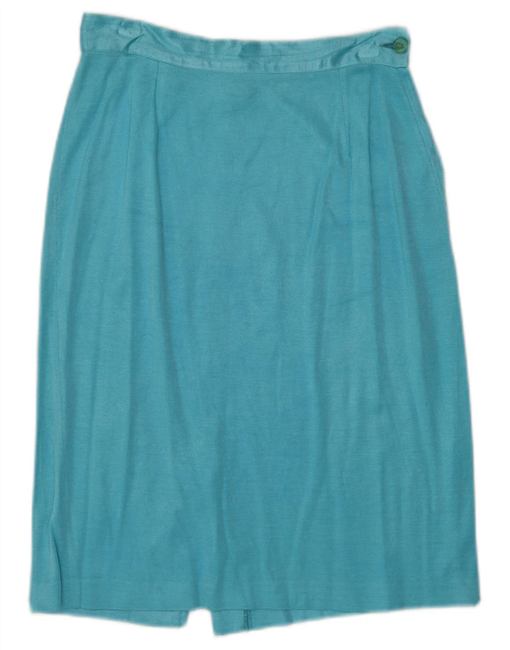 Saia lápis feminina vintage IT 42 médio W26 algodão azul