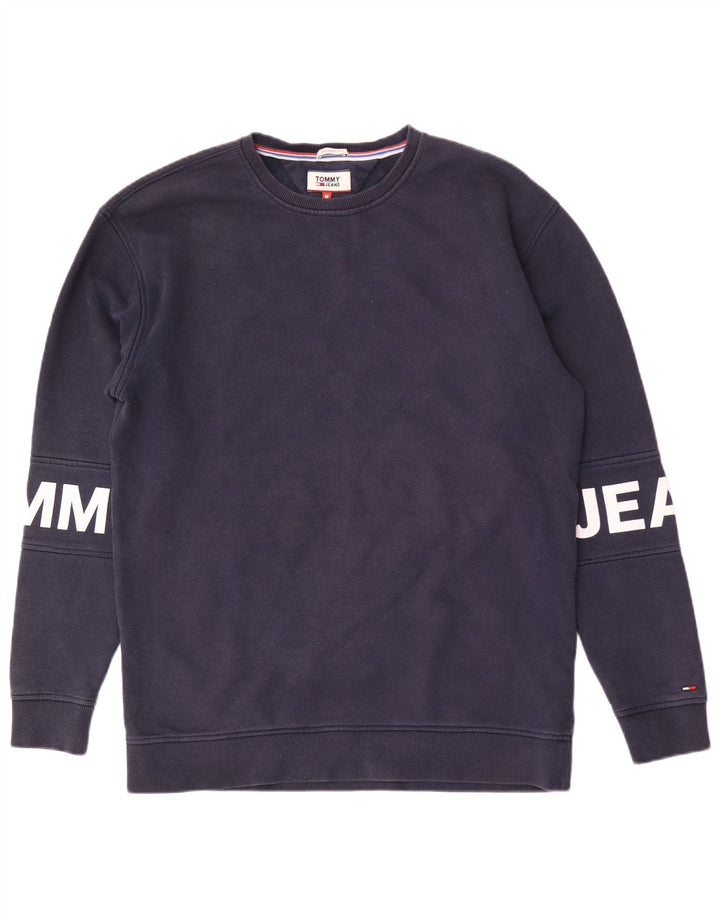 TOMMY HILFIGER Masculino gráfico relaxado ajuste moletom jumper médio azul marinho