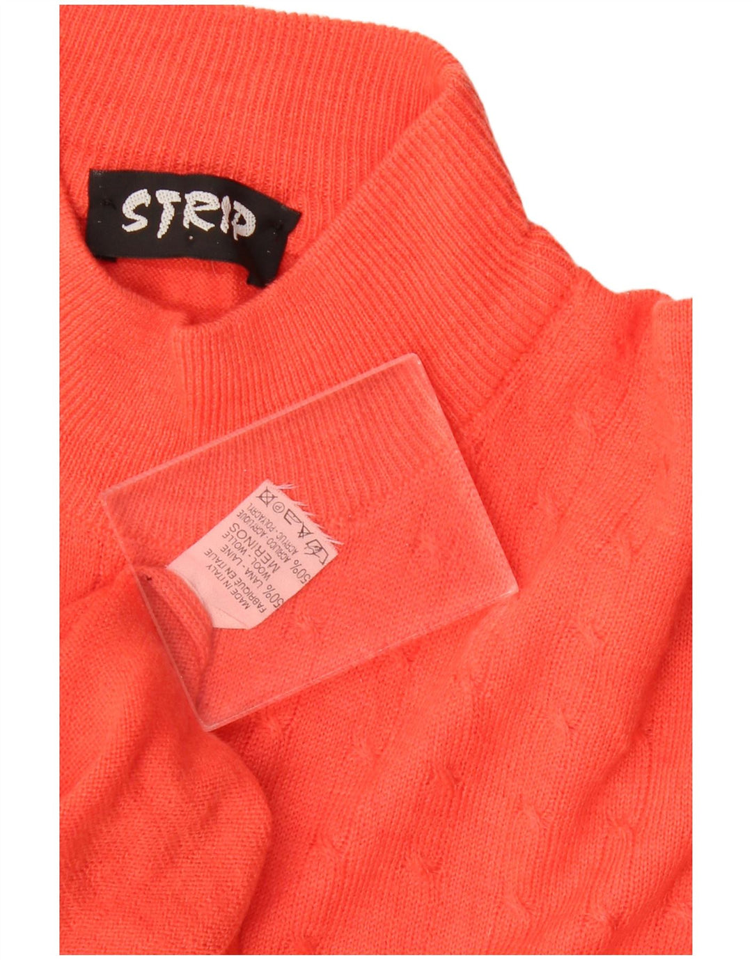 Suéter feminino vintage com gola tartaruga, uk 16, lã laranja grande