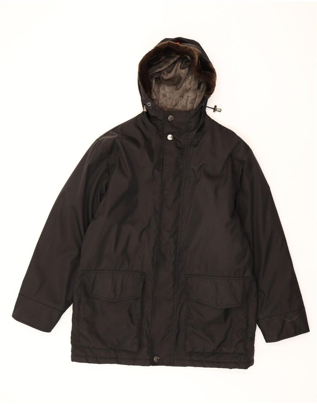 Jaqueta corta-vento masculina com capuz Cape Horn poliéster preto grande Reino Unido 40