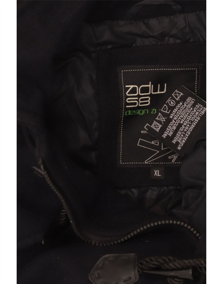 Casaco Duffle feminino com capuz VINTAGE Reino Unido 18 XL lã azul marinho