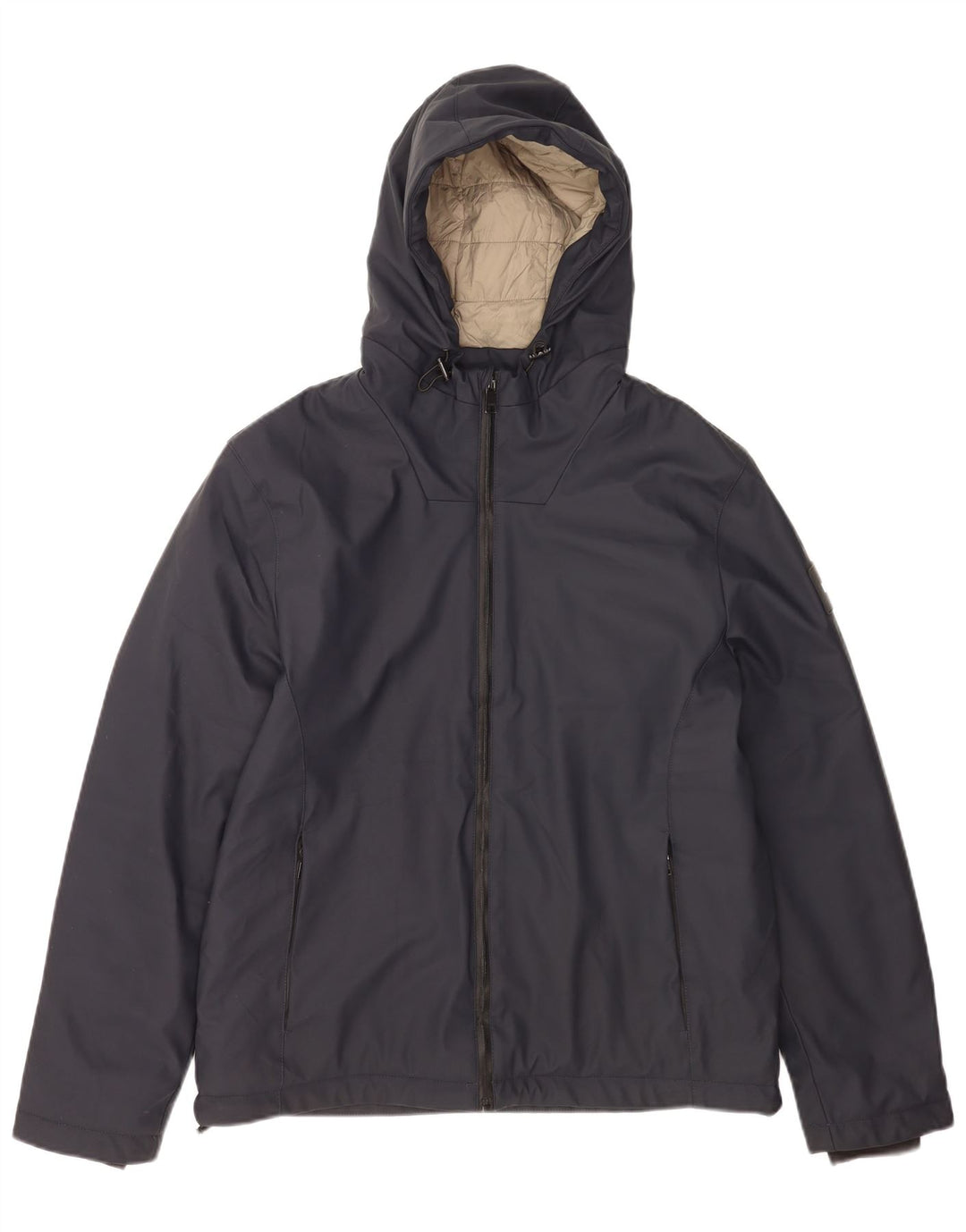 Jaqueta corta-vento masculina Liu Jo com capuz Reino Unido 40 poliéster azul marinho grande