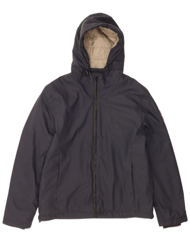 Jaqueta corta-vento masculina Liu Jo com capuz Reino Unido 40 poliéster azul marinho grande