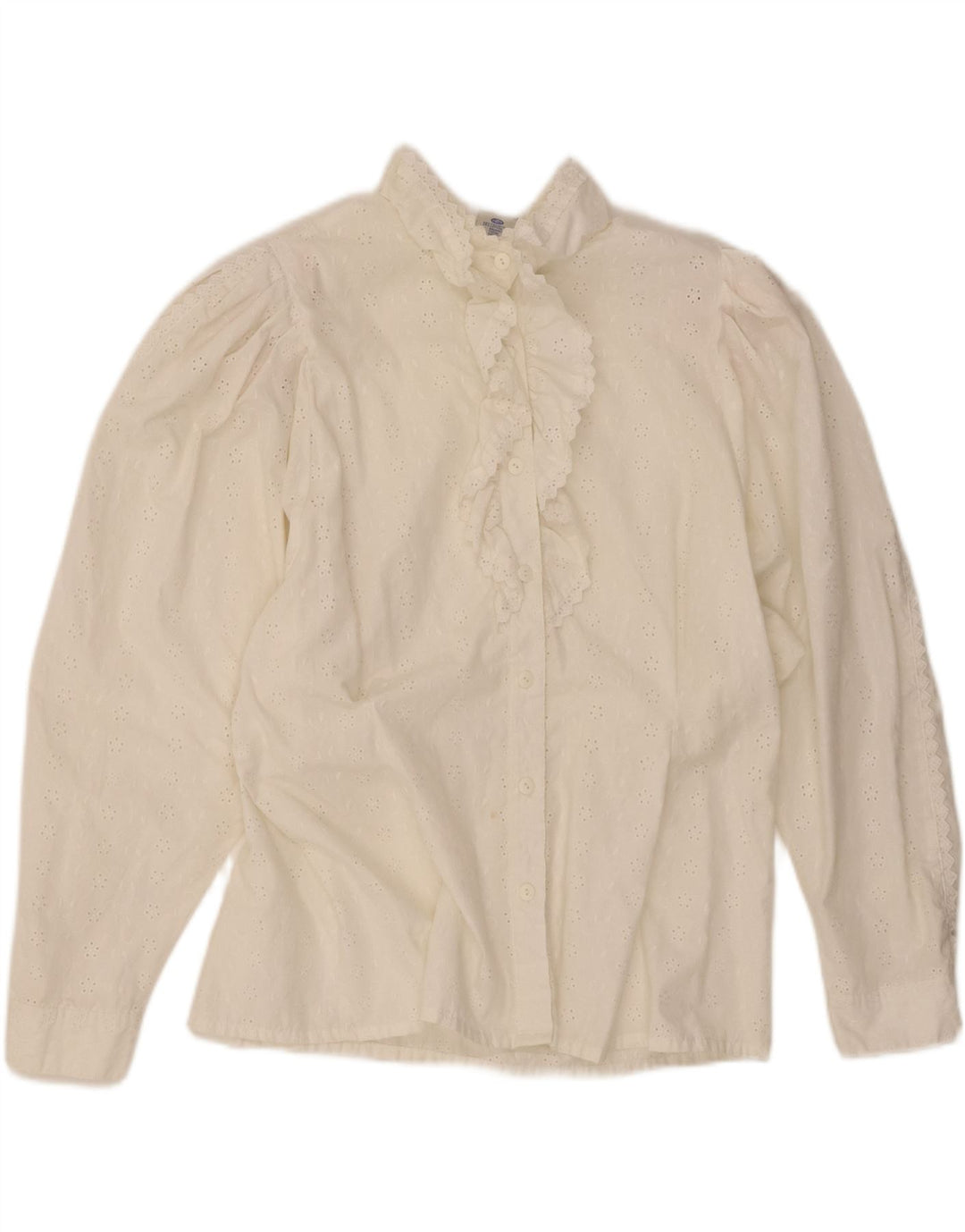 Camisa feminina Yessica com babados na frente EU 46 XL poliéster branco