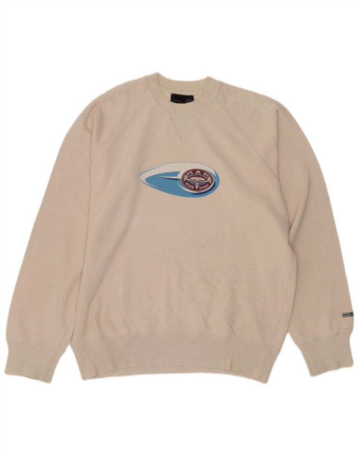 Gas Mens Graphic Moletom Jumper Médio Off White Algodão