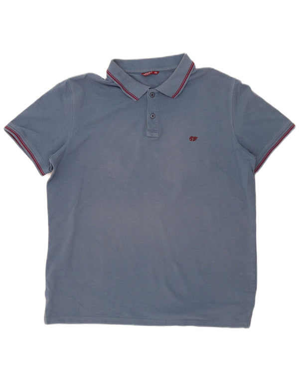 Camisa polo masculina Carrera 2XL algodão listrado azul