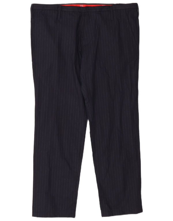 Calça chino reta masculina Iceberg IT 52 XL W36 L28 risca de giz azul marinho