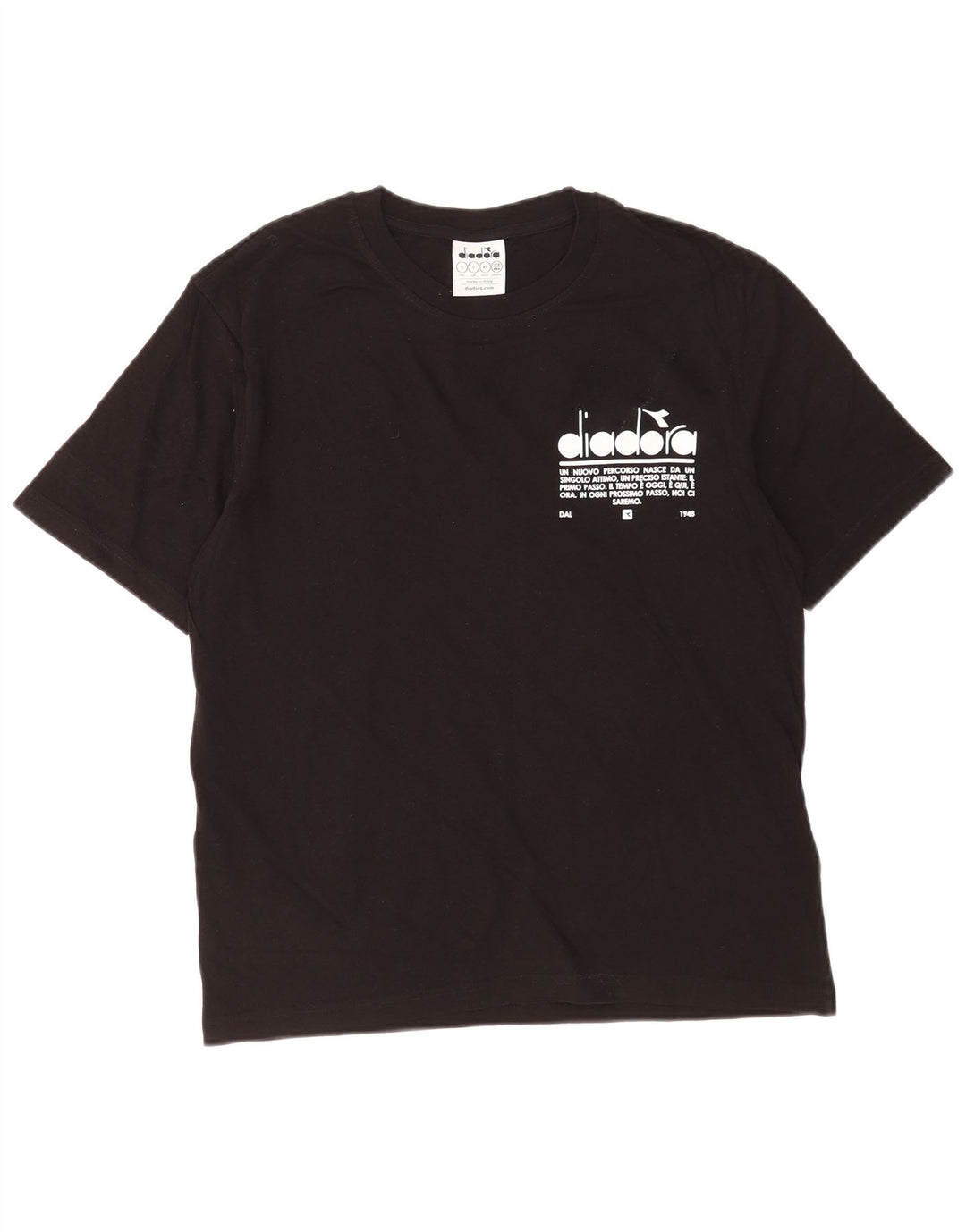 Diadora Mens Graphic T-Shirt Top Pequeno Algodão Preto