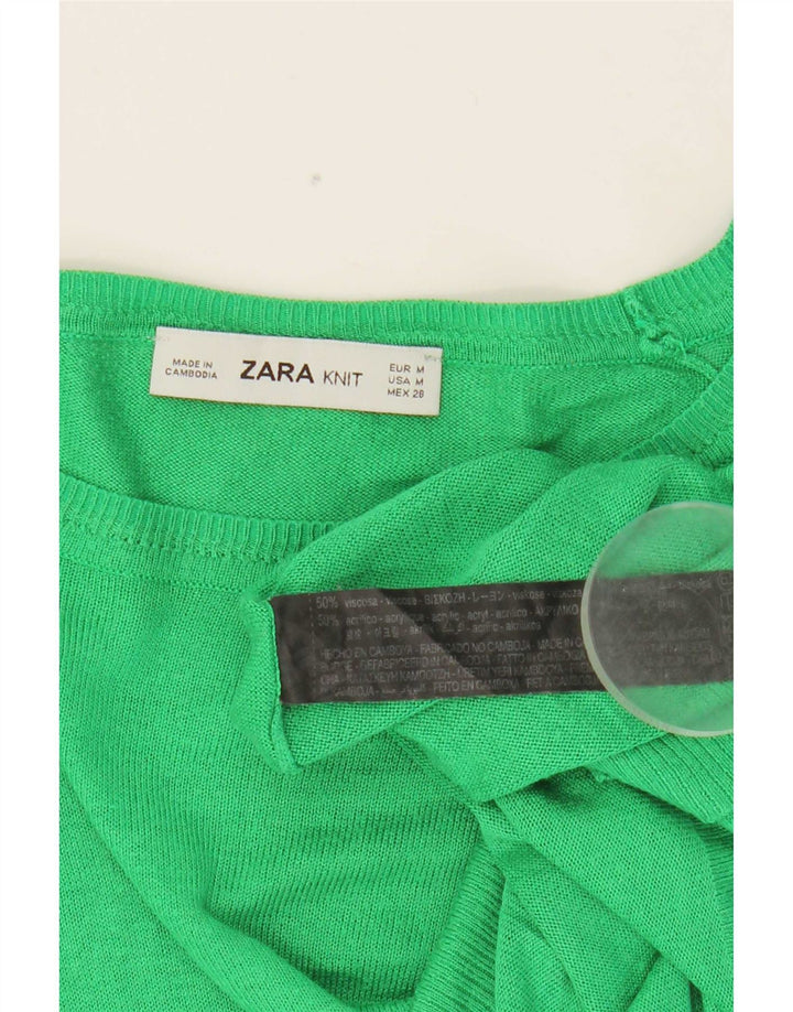 Zara Suéter feminino oversized com gola canoa Reino Unido 14 viscose verde médio