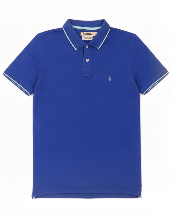 Camisa polo masculina Refrigue pequena azul algodão