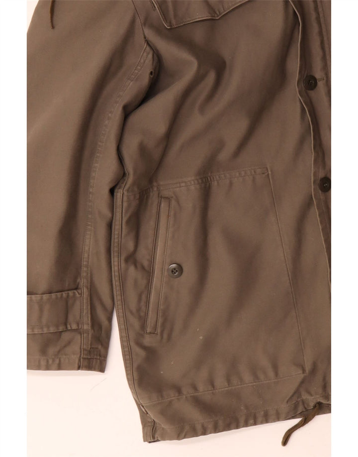 Jaqueta Parka masculina VINTAGE militar com capuz Reino Unido 40 grande cinza