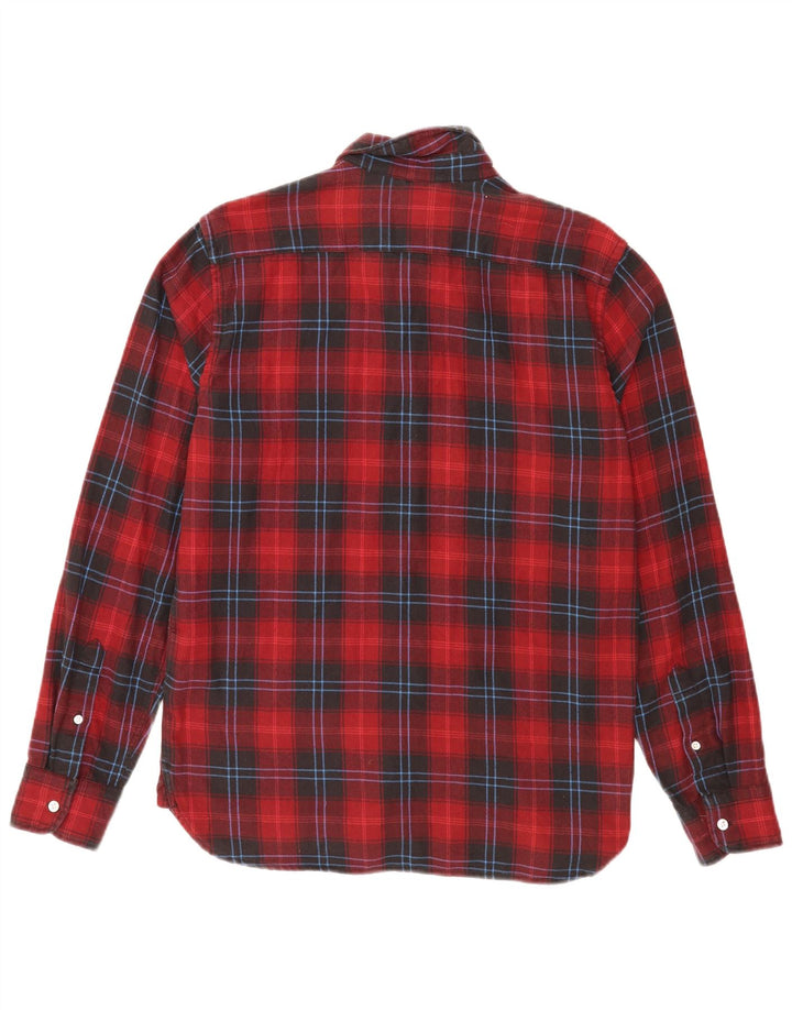 Camisa masculina de flanela Levi's de algodão xadrez vermelho médio