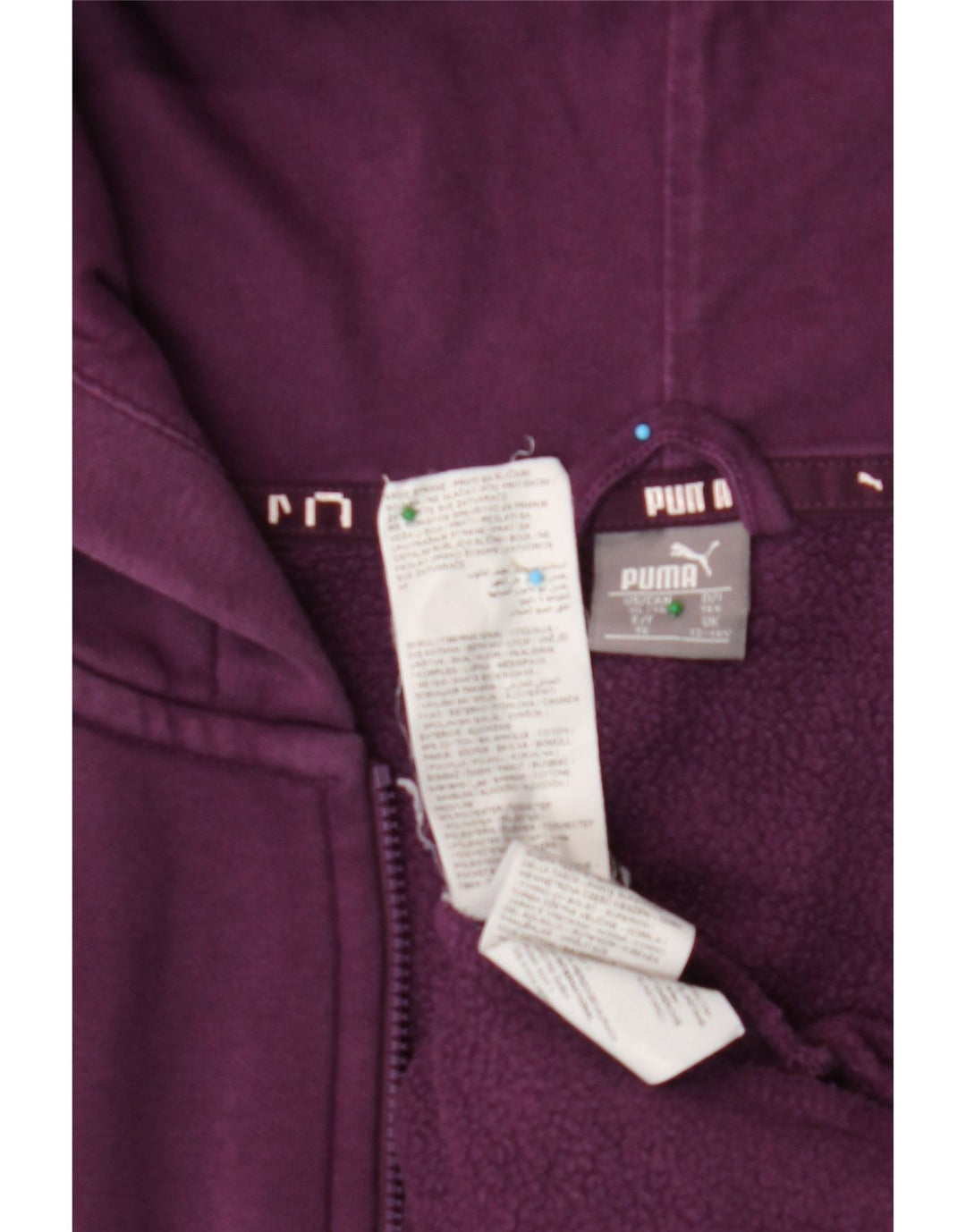 PUMA Girls Graphic Zip Hoodie Sweater 13-14 Years Purple Cotton Vintage Puma and Second-Hand Puma from Messina Hembry 