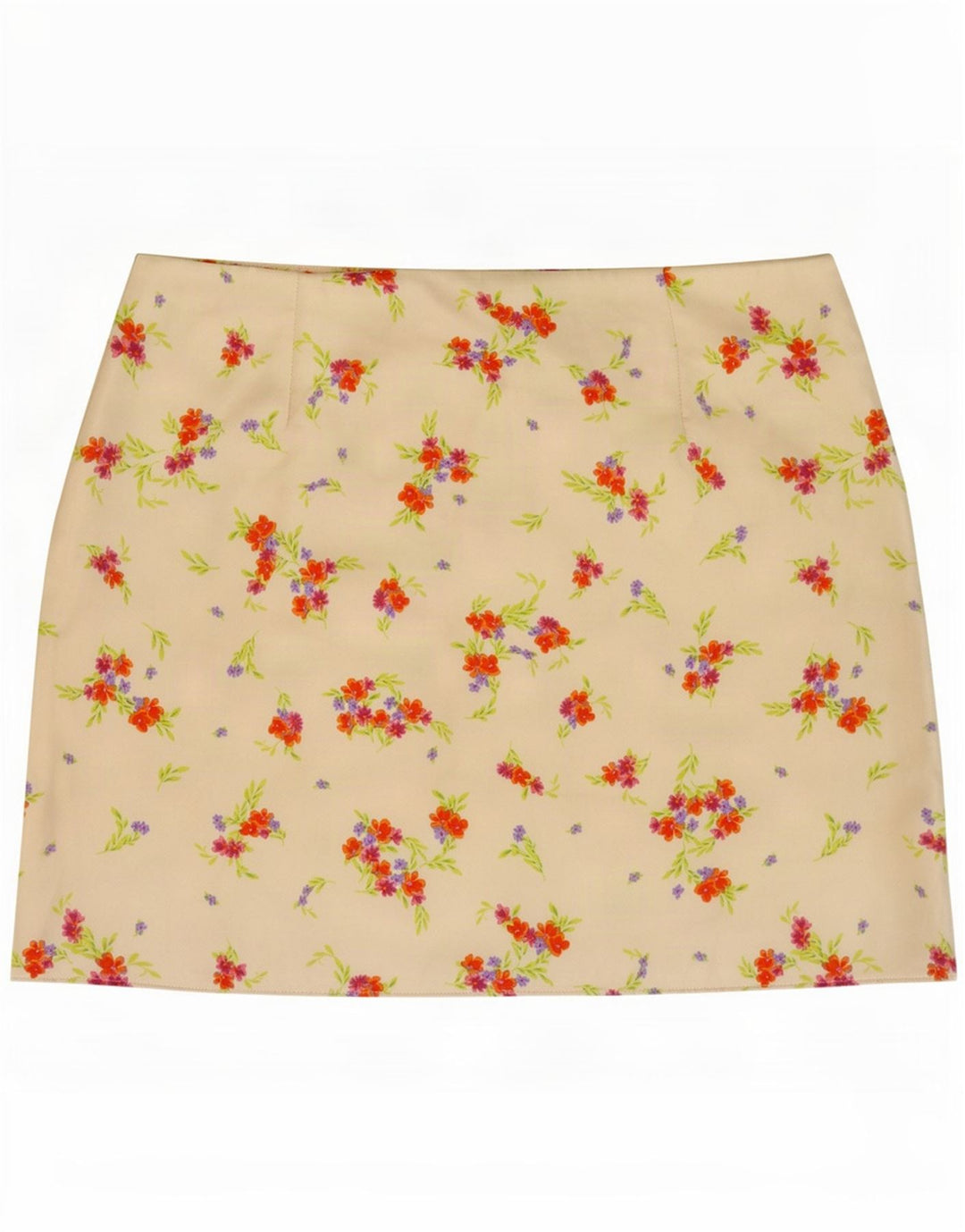 Mini saia feminina Zara médio W28 poliéster floral branco