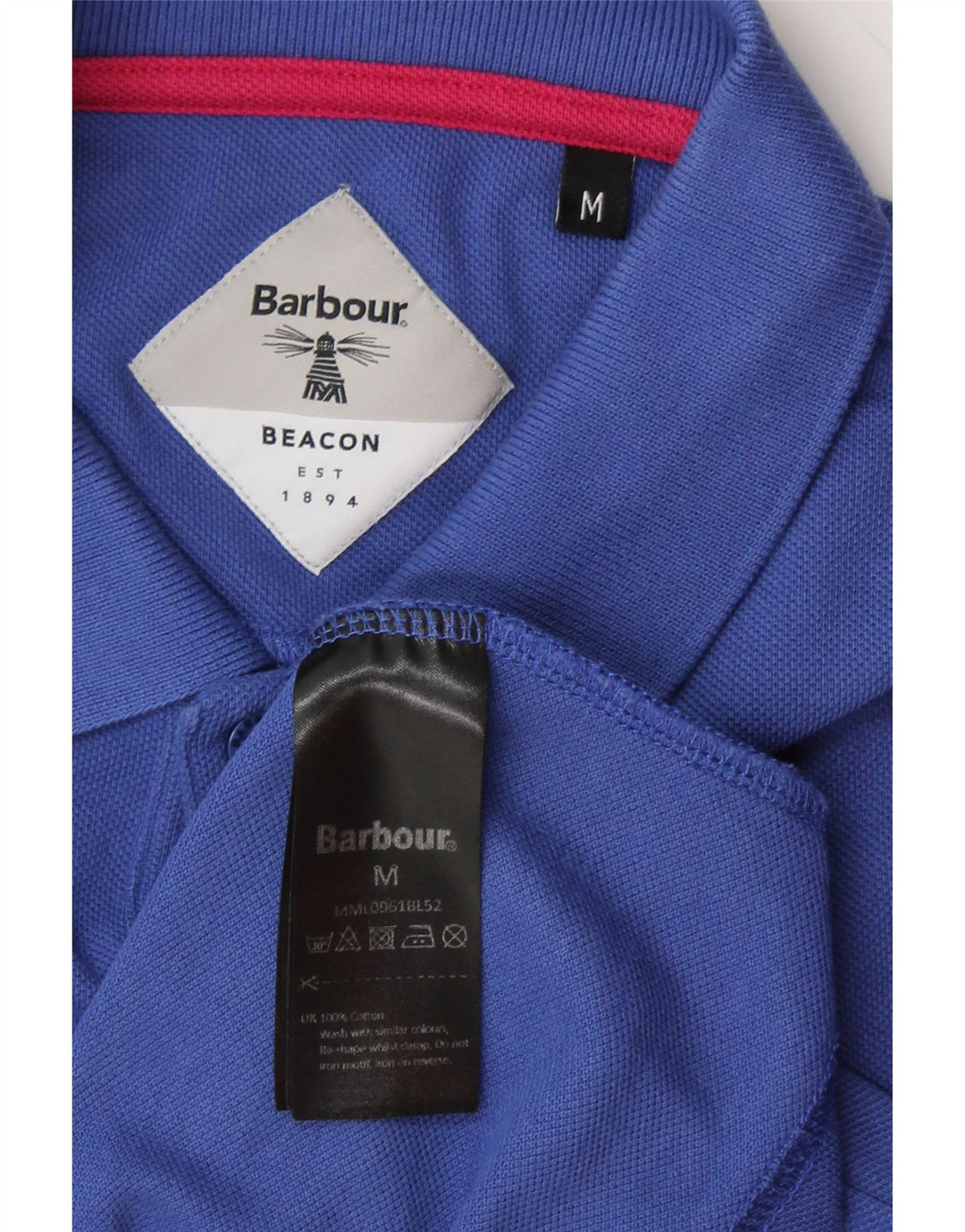 BARBOUR Mens Polo Shirt Medium Blue Cotton Vintage Barbour and Second-Hand Barbour from Messina Hembry 