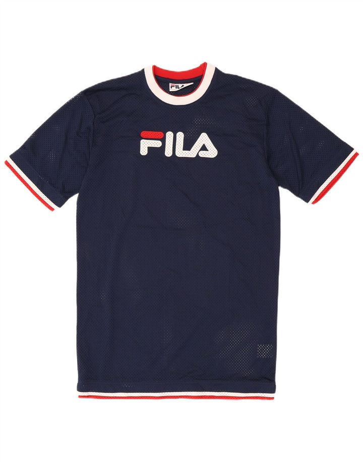 Camiseta masculina gráfica FILA Top pequeno azul marinho