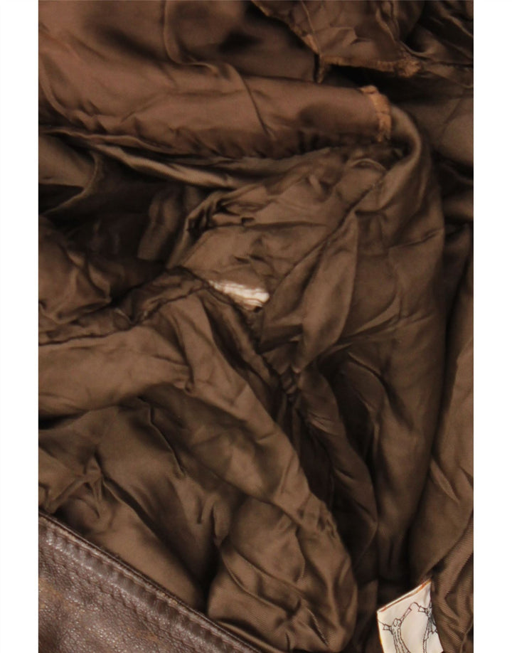 Jaqueta de couro militar masculina VINTAGE IT 50 grande marrom