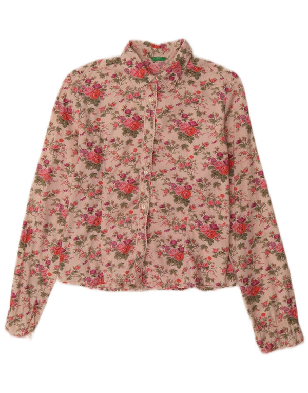 Camisa Benetton Menina 11-12 Anos XL Rosa Floral Algodão