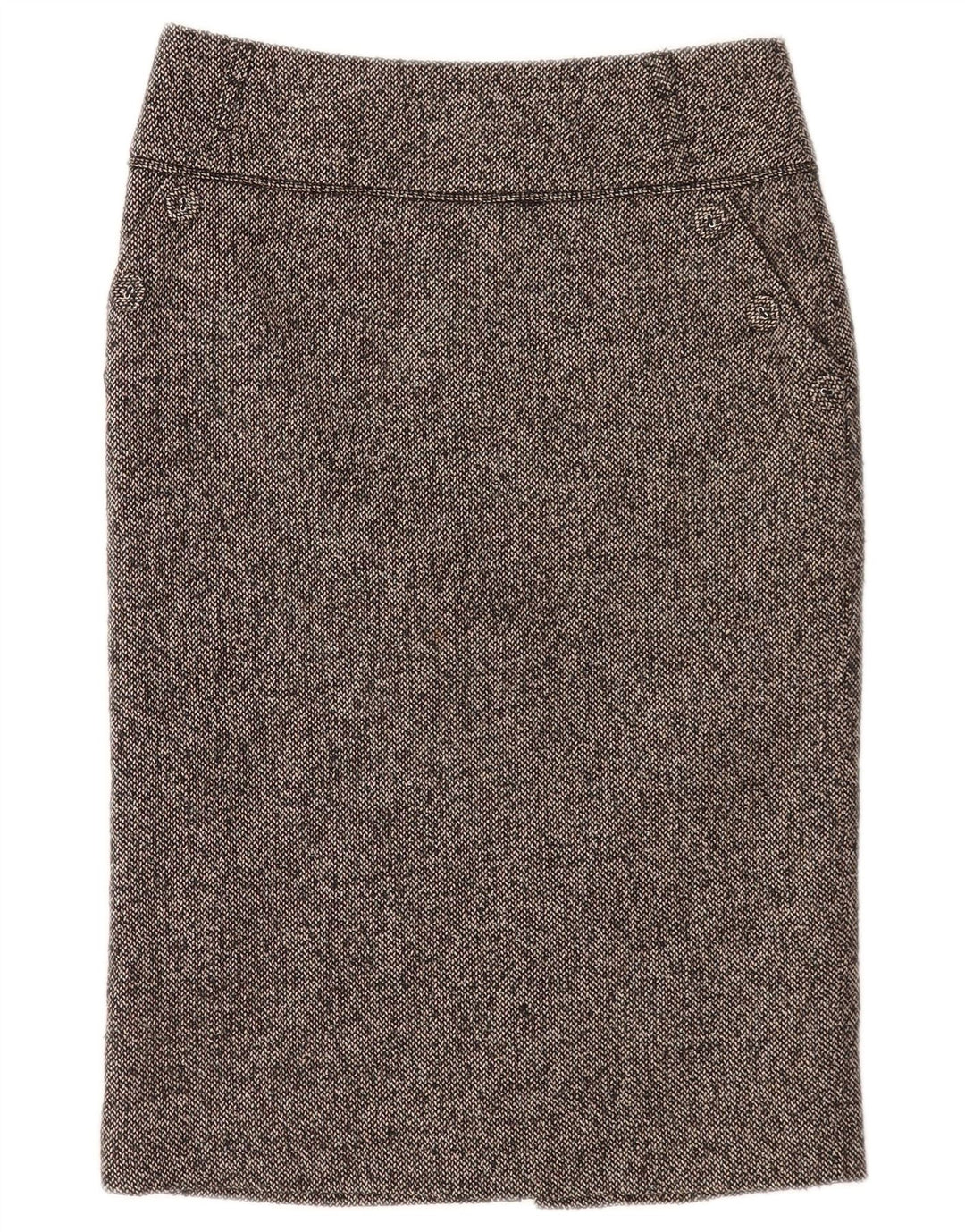 Saia lápis feminina Monsoon UK 8 pequena W30 cinza manchada