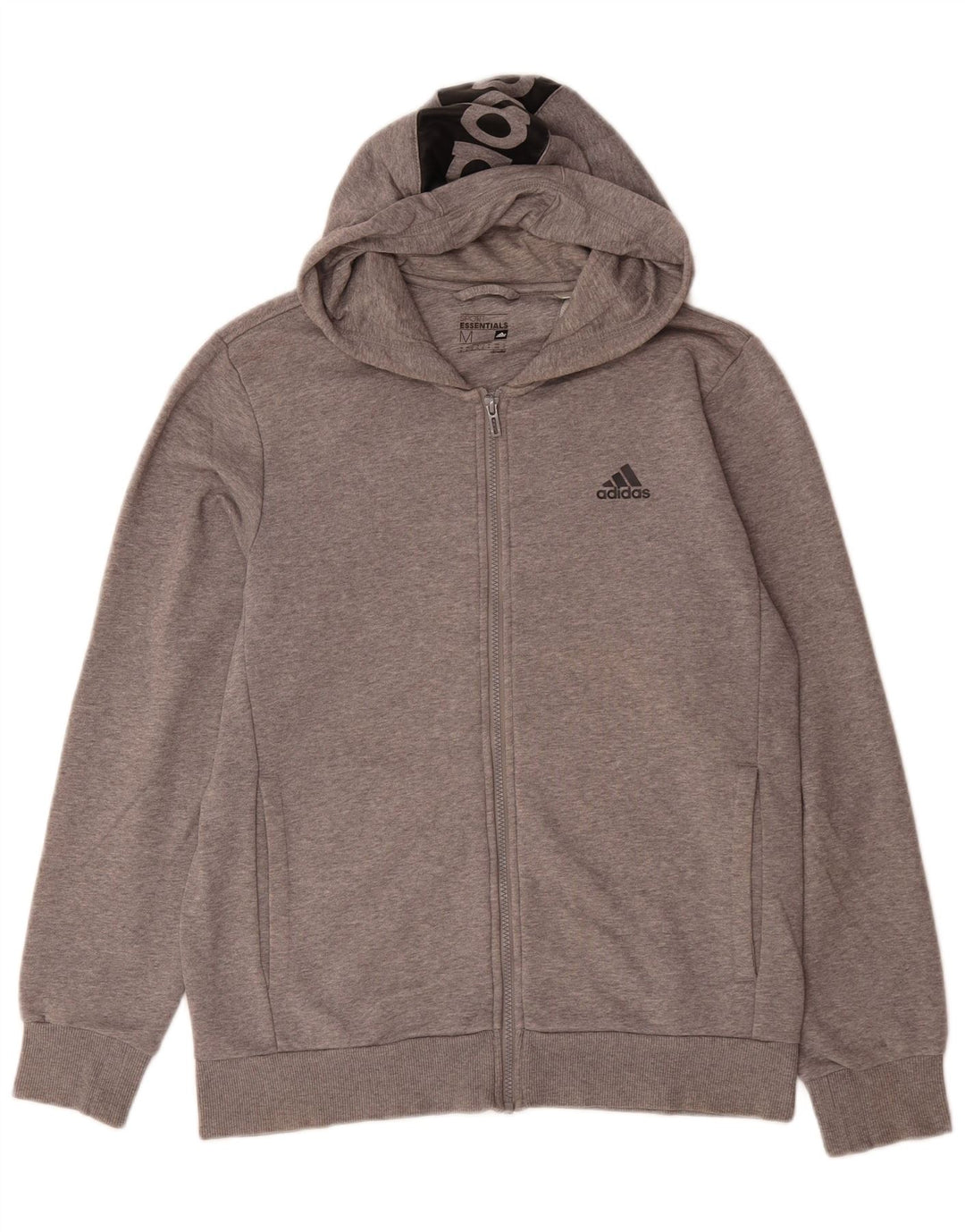 ADIDAS Masculino Climalite Graphic Zip Suéter com capuz médio algodão cinza