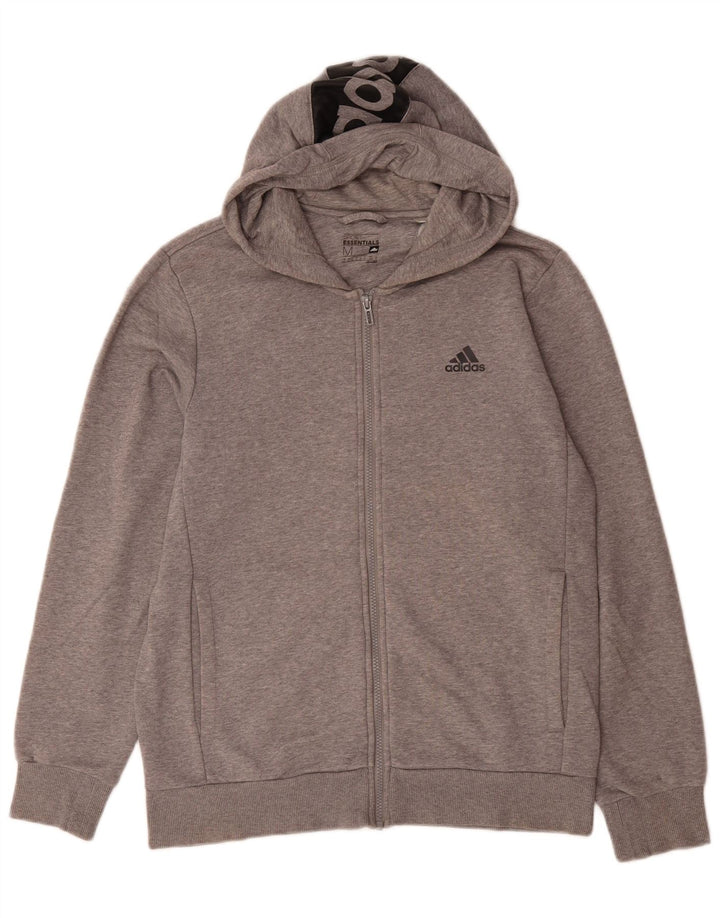 ADIDAS Masculino Climalite Graphic Zip Suéter com capuz médio algodão cinza