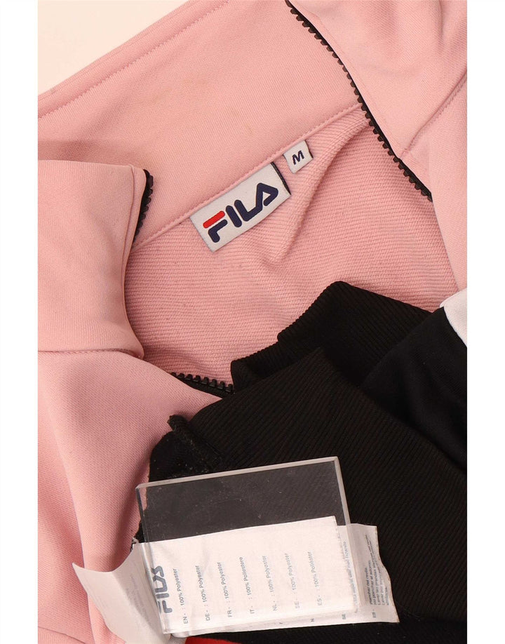 Fila Womens Graphic Tracksuit Top Jacket UK 14 Medium Pink Colourblock