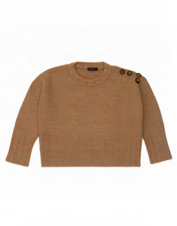 Suéter feminino Marks & Spencer com gola redonda e gola redonda Reino Unido 16 grande bege