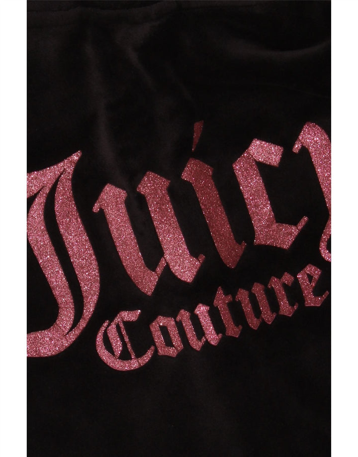 JUICY COUTURE Suéter feminino com capuz e zíper gráfico 9-10 anos preto